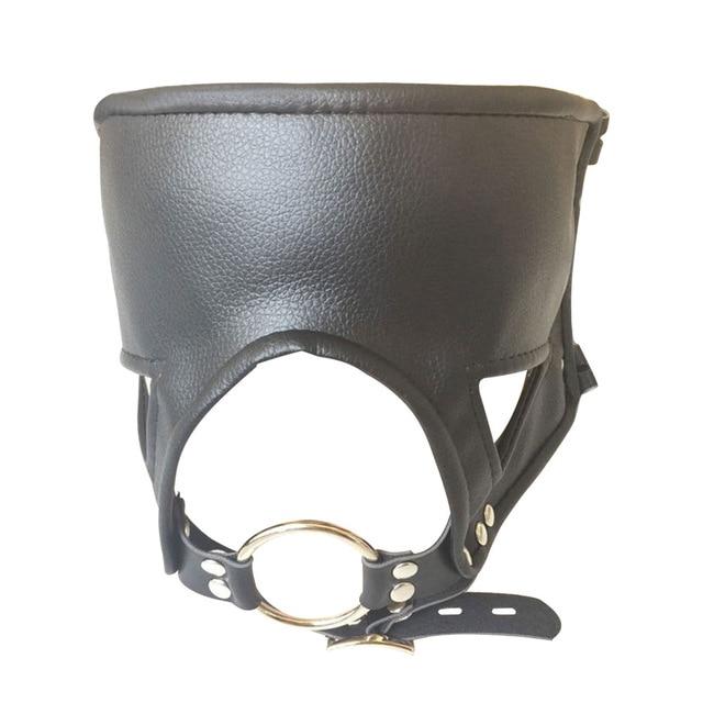 Black Head Harness Restraints Blindfold Open Mouth Ring Gag   Gags