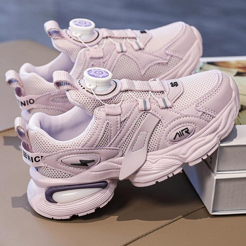 

Rotating Buckle Girls Sneakers Spring and Autumn New Children s Mesh Breathable Twist Shoes Middle-aged Children s Student s Mesh Shoes 35