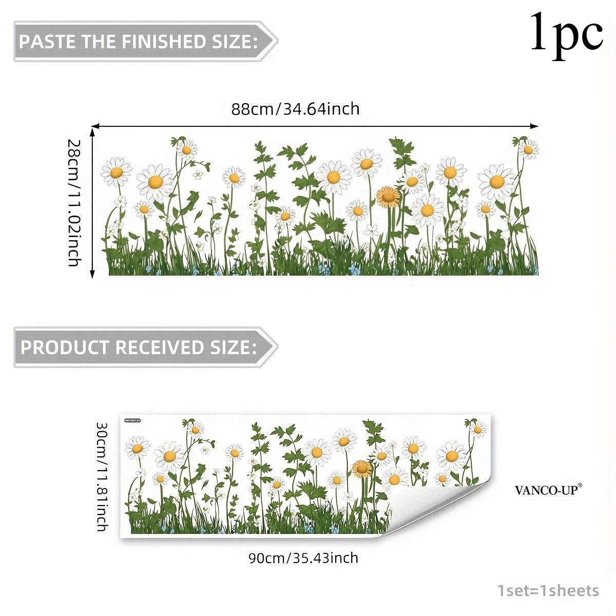 

1pc Large Floral Wall Decals Daisy Wallpaper-like Border Decoration Living Room Bedroom Kitchen Removable PVC Bedroom Decor