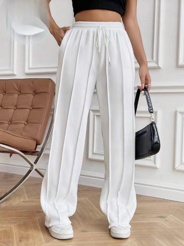 Autumn High Waist Wide Leg Loose Comfortable Women's Pants - Casual, Sports, Straight Leg