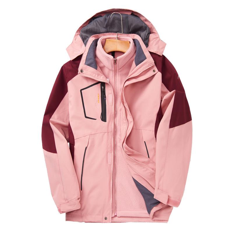 Outdoor Windproof 3-in-1 Detachable Mountaineering Suit with Two-Piece Fleece Liner