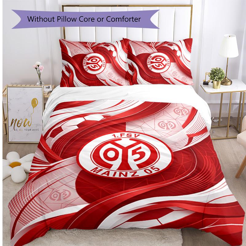 Mainz FC Printed 3PCS Bedding Set Breathable Duvet Cover with Pillowcases Decorative Bed Linen for Bedroom Home