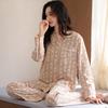 Women's pajamas pure cotton comfortable and simple thin spring and autumn cotton long-sleeved trousers cardigan loungewear can be worn outside set
