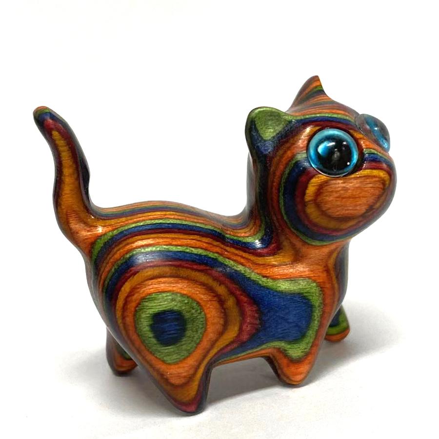 Figuras en miniatura, adorno de gato, lindo gato de madera de colores, accesorios de escritorio para oficina, decoración del hogar, regalo, actividad, recuerdos