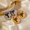 Minimalist Light Luxury Polished Oval Stud Earrings - Textured Gold & Silver, Skin-Friendly, New Jewelry for Women