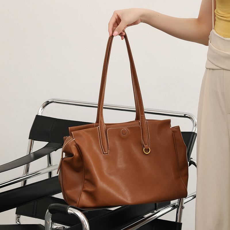 Retro Tote Bags Women Synthetic Leather Women Large Travel Handheld Bag Commuter Single Shoulder Bag