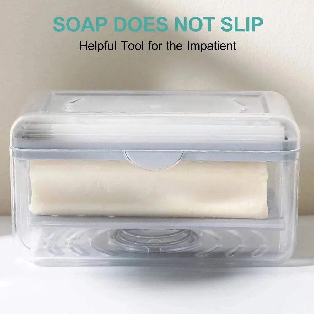 1PC Roller Type Soap Dish Holder for Bathroom Toliet Soap Box Plastic Storage Container with Drain Water Bathroom Accessories