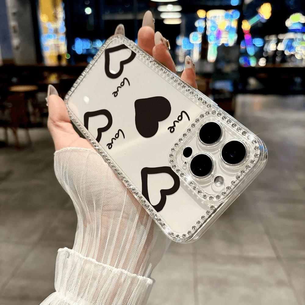 Bracelet Chain Phone Case For iPhone 17 16 15 13 14 for 17Air 17 12 14 16 Pro 17 14 16 Pro Max Sparking Diamond Cute Pattern Hard Cover With Lanyard