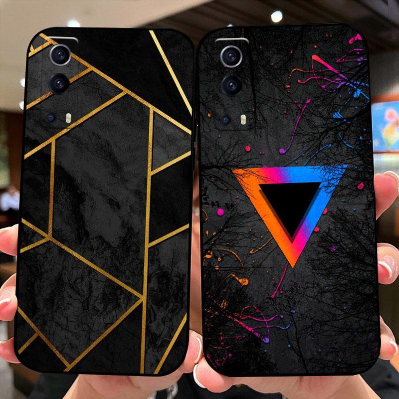 Hülle Für VIVO Y72 5G Bumper V2041 Geometrisches Muster Silikon TPU Matt Handyhülle Für Vivo Y52 5G V2053 Coque Capa Y72t Fundas