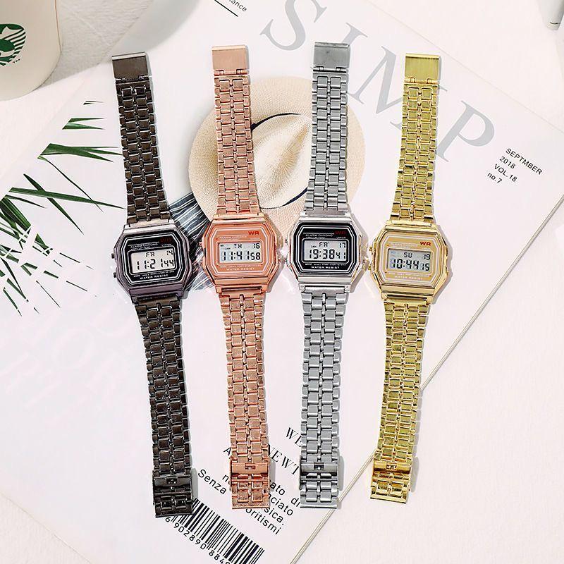 Trendy LED Electronic Watch: Harajuku Style, Multifunctional, Perfect for Junior & High School Students, WR F91W with Steel Band.