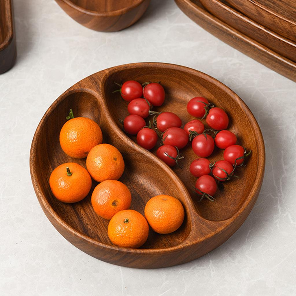Nuts Storage Platter Tray Wooden Serving Tray Dessert Fruit Veggie Food Serve Plate for Party Family Dinner Holiday Home Warming