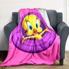 1 szt. Koc flanelowy Tweety Looney Tunes, Miękki, przyjazny dla skóry, z drukiem cyfrowym, Dostępny w różnych rozmiarach dla rodziny, przyjaciół, na urodziny