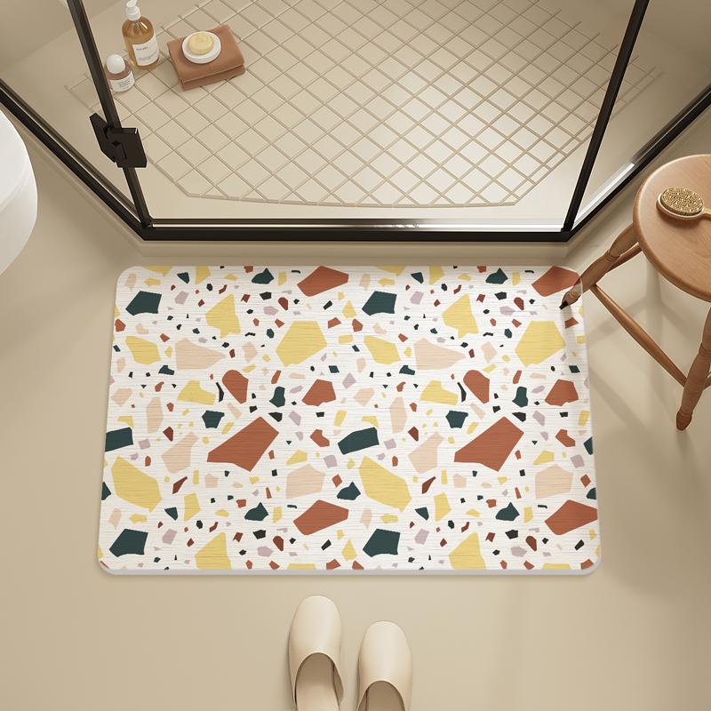 Hard diatoomaarde terrazzo badkamer absorberende vloermat Scandinavische badkamer antislip badvloermat licht luxe 50x80cm19.7x31.5in white