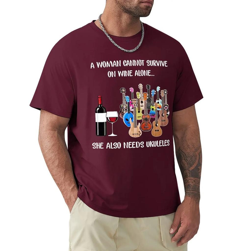 Jamila Woman Ukulele Wein Gitarre T-Shirt Harajuku Kurzarm T-Shirt 100% Baumwolle Grafik T-Shirt Oberteile