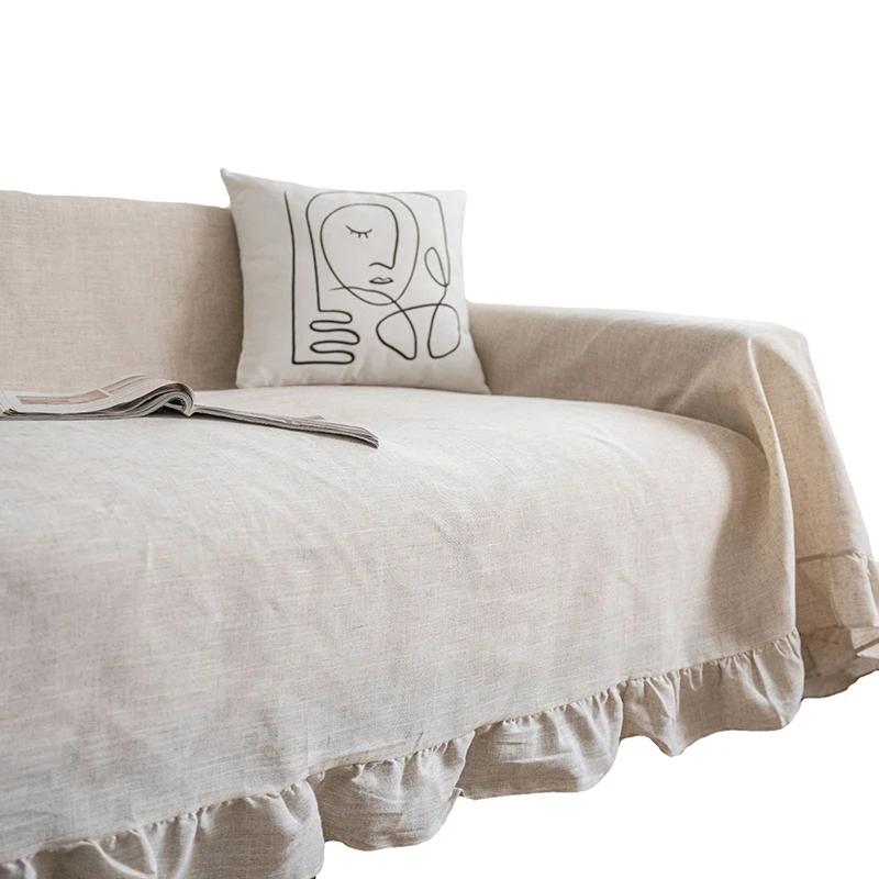 

Чехол для дивана Boho Ruffles, чехлы для диванов из хлопка и льна, нескользящее одеяло, чехол для дивана, защитный чехол для мебели и столов для гостиной 100x160cm 1pc