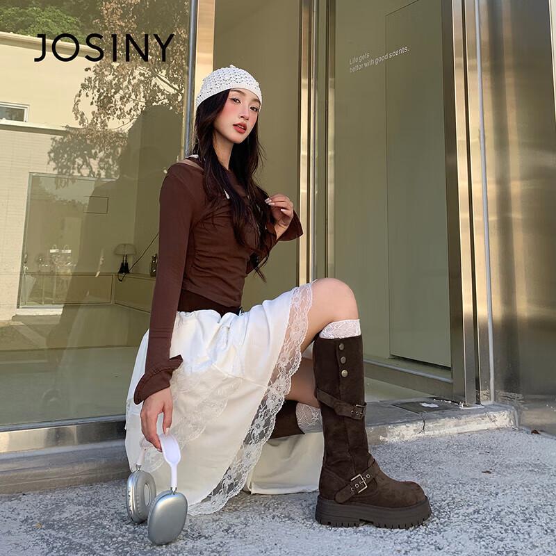 Josiny Women's Retro Suede Over-the-Knee Boots