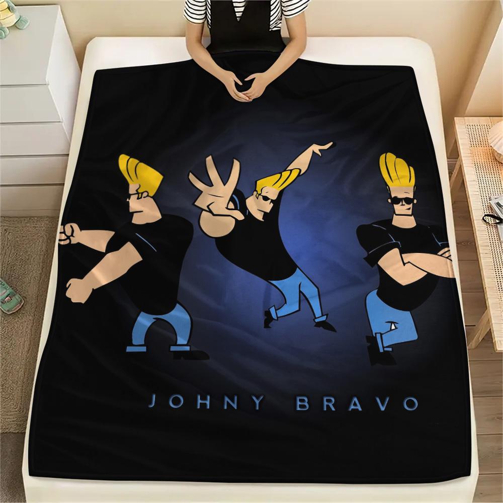 Coperta in Flanella con Stampa di Johnny Bravo, Alta qualità, Confortevole per Tutte le Stagioni, Arredamento per la Casa, Calore e Comfort