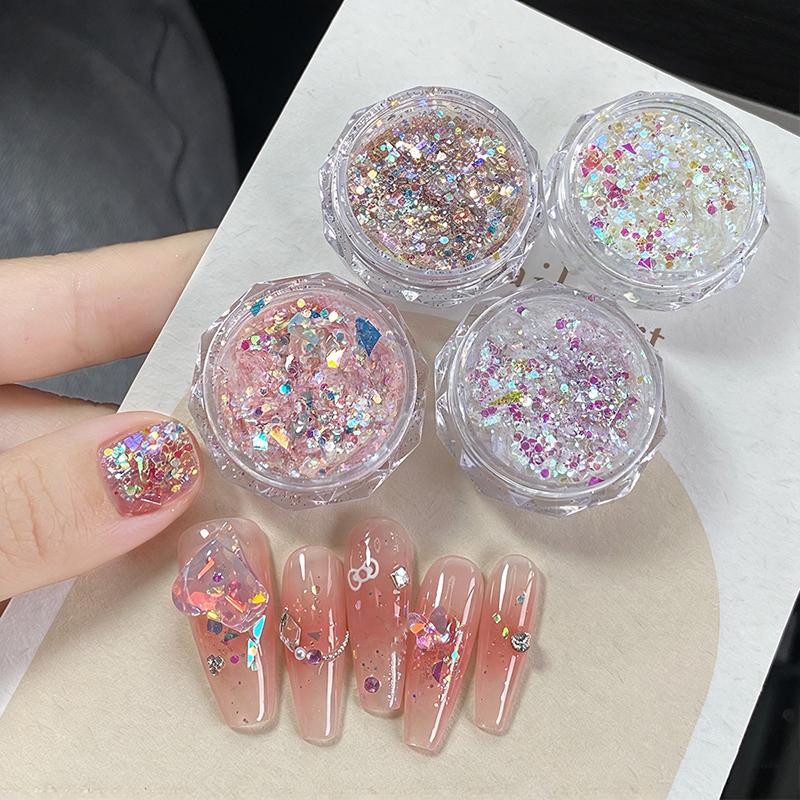 1/4Pcs Aurora Laser Nail Art Glitter Sequins Net1G Ultra-Thin Irregular Mermaid Flakes For Uv Gel Polish Manicure Decorations
