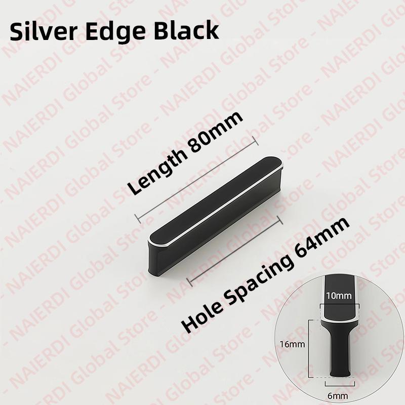NAIERDI American Style Black Cabinet Handles Aluminum Alloy  Long Furniture Handle Kitchen Cupboard Pulls Drawer Knobs Hardware