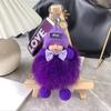 Real Fox Fur Pom-Pom Sleepy Doll Bag Charm Keychain Plush Ornament