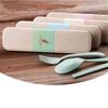 Cutlery Set Cute Portable Travel Adult Cutlery Wheat Straw Fork Camping Picnic Set Gift Child Office People Dinnerware