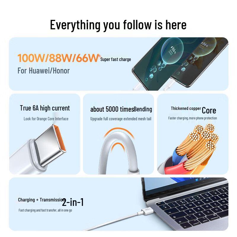 OKSJ 100W 6A Fast Charging Type-C Cable