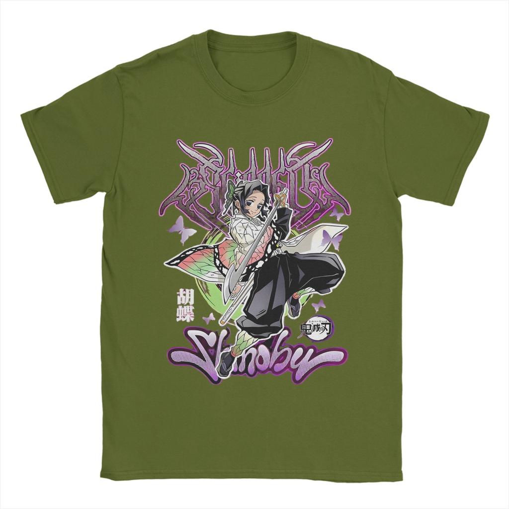 Men T-Shirt Shinobu Kocho Demon Slayer Funny 100% Cotton Tees Short Sleeve T Shirts Round Collar Clothing Gift Idea
