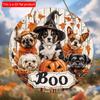 2d Flat 20*20cm, Halloween Home Decoration Featuring Wooden Circular Creative Logos Featuring Wizards, Dogs, and Pumpkins, for Home, Garden, Kitchen