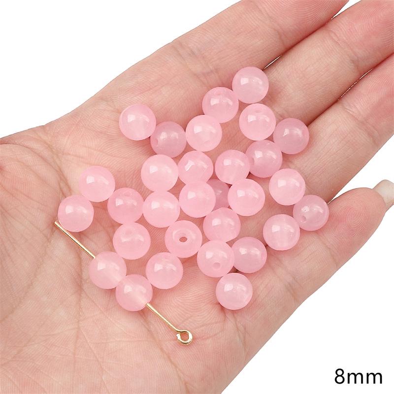Transparent Pink Glass Round Beads: Crystal, Wheel, Bamboo for DIY Bracelets