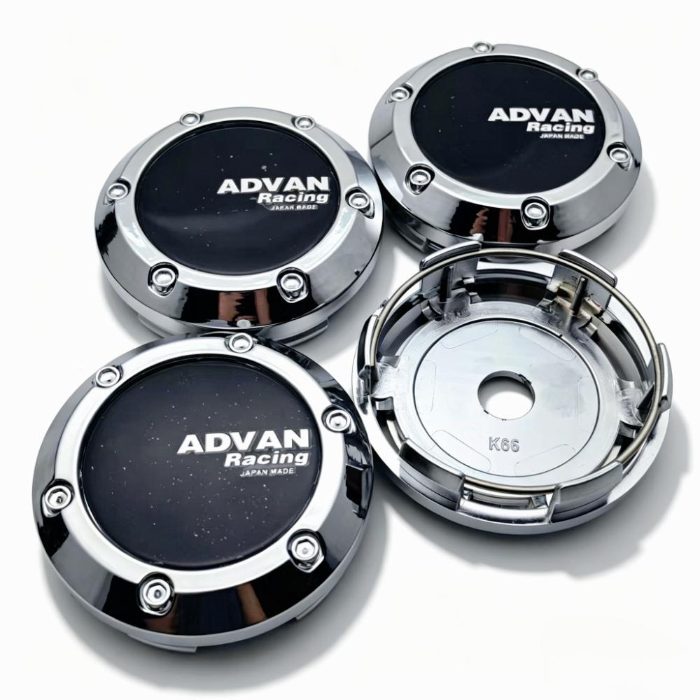 4pcs Advan Racing Logo Badge Emblem Car Wheel Center Caps 66MM Clips 62MM Wheels Hub Cap Rim Hubcaps Dust Cover Car Accessories
