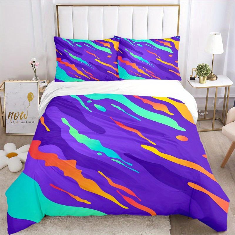 3Pcs Abstract Art Print Printed Bedding Set, Breathable And Soft, Machine Washable, Christmas Gift, Suitable for Bedroom Decoration, 15148