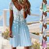 Short Sleeve Women's New Dress Summer Pullover Fashion Plus-Size Dress Casual Loose V-Neck Ladies Summer Print Party Dress