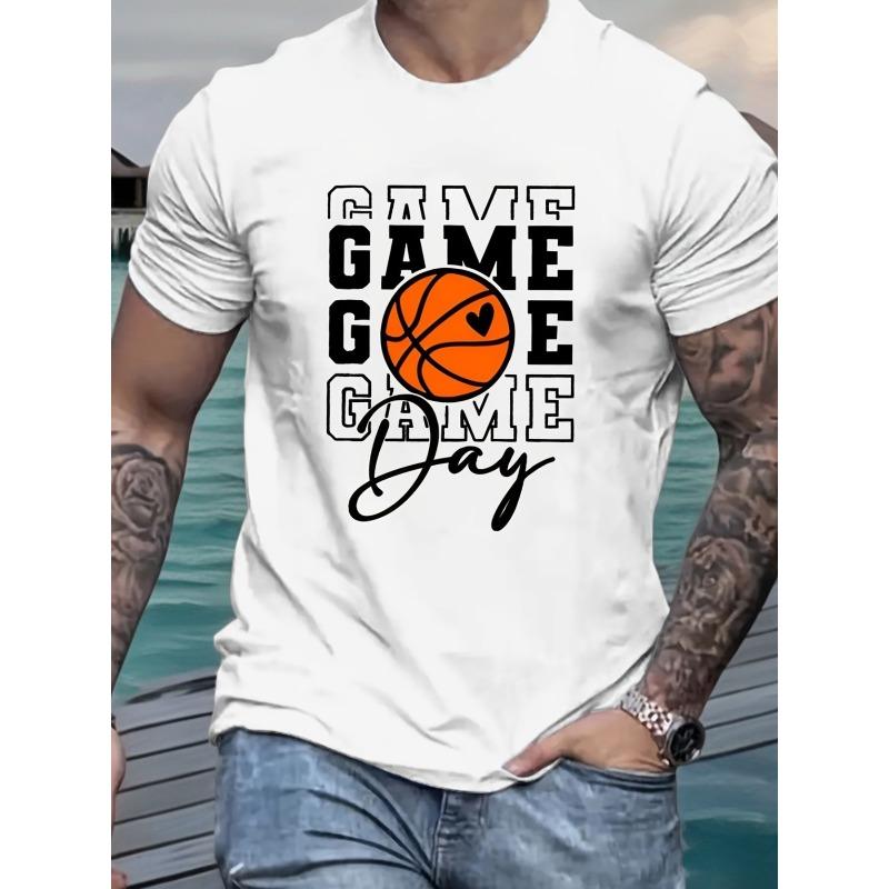 

Basketball Print Men s Round Neck Short Sleeve Tee Fashion Regular Fit T-Shirt Top For Spring Summer Holiday - Men s Summer C... S разноцветный