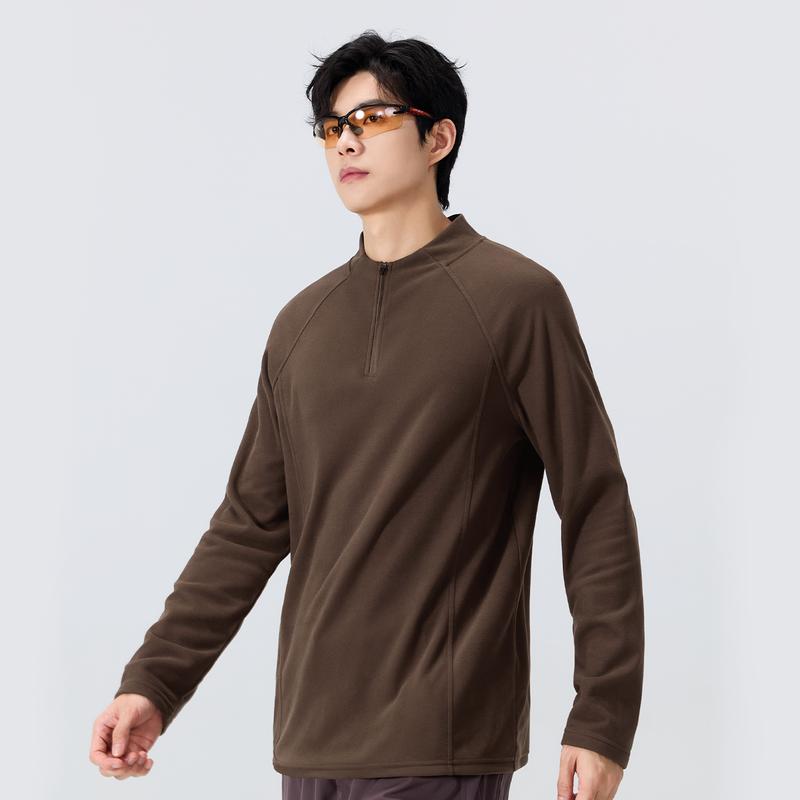 MINISO Men's Thermal Half-Zip Long Sleeve T-Shirt