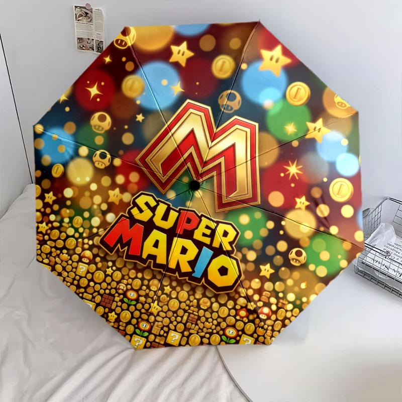 1 PC Automatic Folding Umbrella - Super Mario Pattern Portable Foldable Design With 8 Ribs Christmas Birthday Gifts