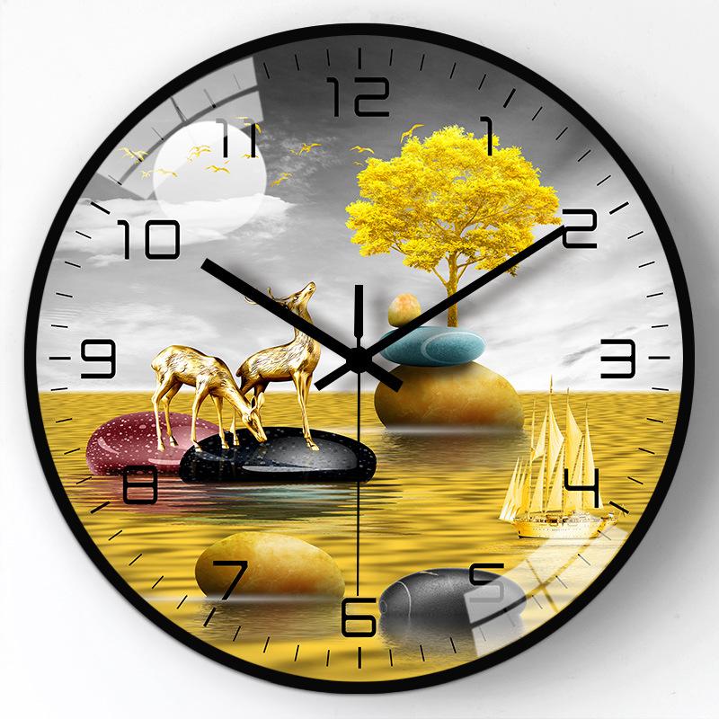 Artistic Creativity Bedroom Simple Wall Clock Mute No Punch Nail Hanging Watch Living Room Children Room New Wall Hanging Clock