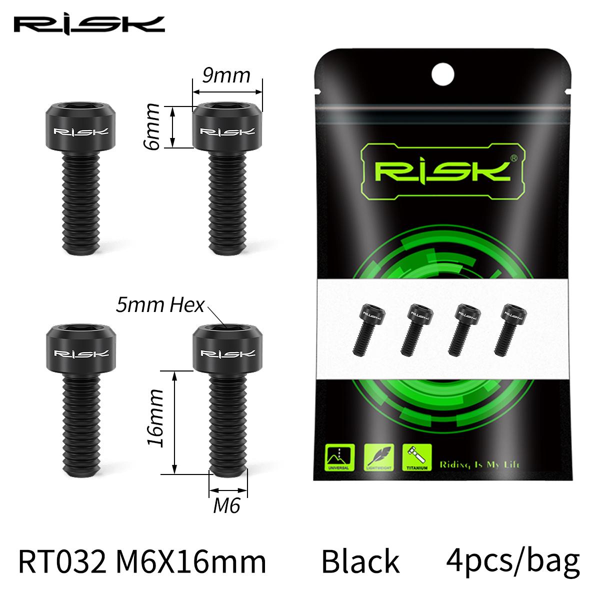 

RISK 4PCS M6x16 M6x18 M6x20mm Titanium Bicycle Disc Brake Clamp Caliper Bolts MTB Mountain Road Bike Fixed Screws M6*16/18/20mm M6x16mm-Black