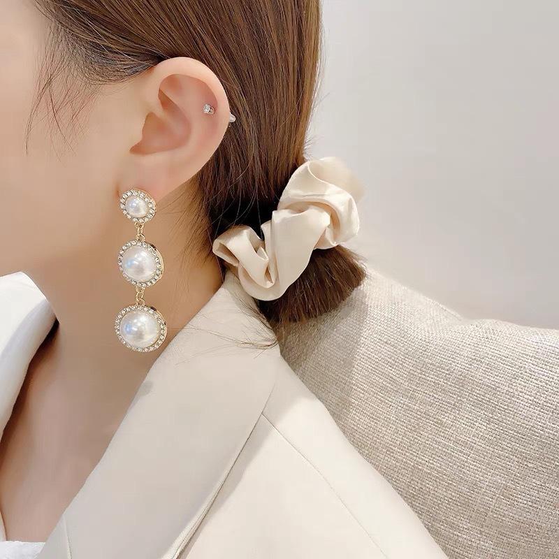 2023 Vintage Pearl Drop Earring For Women Ancient Sliver Color Long Pendant Dangle Earring Statement Ear Zircon Exquisite Gift