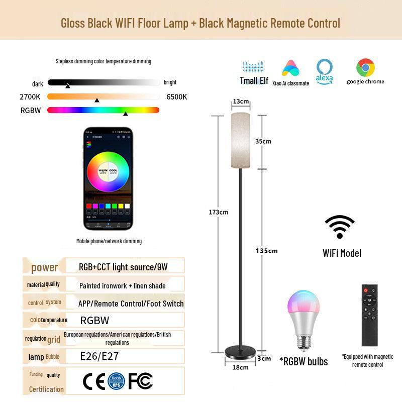 High-End RGB LED Floor Lamp with Bluetooth Dimming for Living Room and Bedroom
