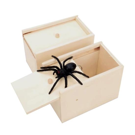 Halloween Spider Scared Wooden Box Prank Toy Funny Spoof Trick Spider Box Toy Halloween Scary Spider Jumps Out Great Party Gag Gift