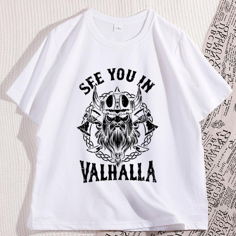 Vintage See You in Valhalla T Shirt Womern Causal Cotton Short Sleeve Round Neck Tshirt Comfortable Round Neck Comfortable Tee
