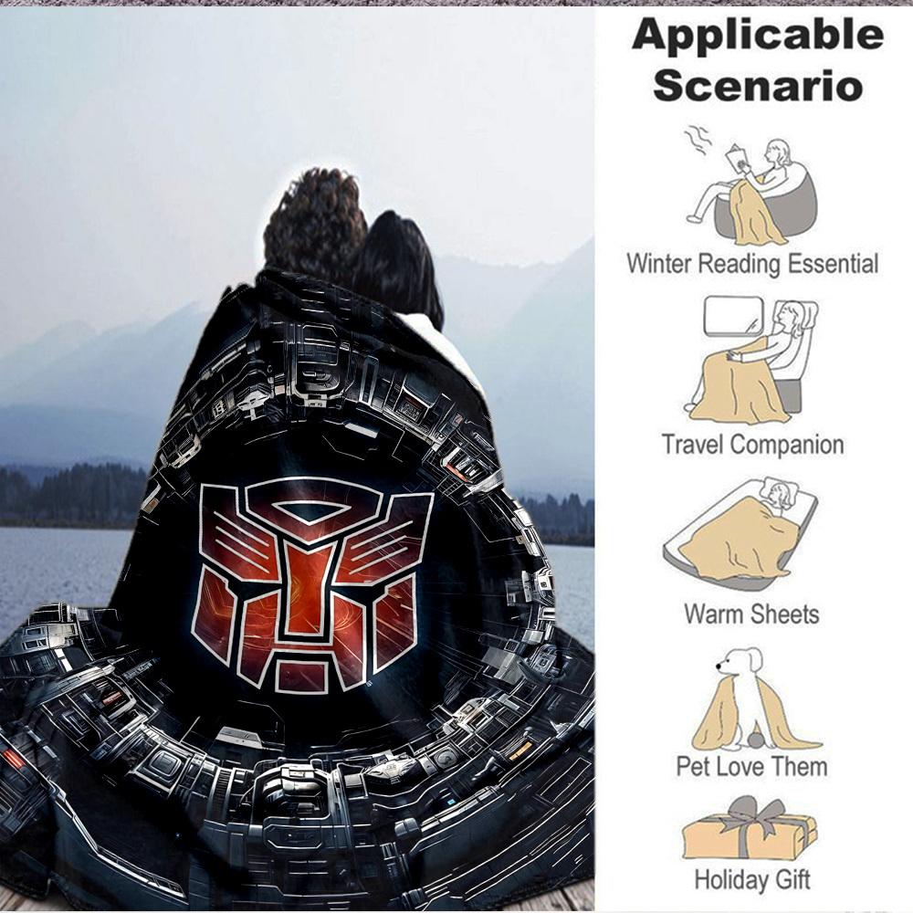 1pc Transformers Autobots Cozy Print Blanket Lightweight Warm Flannel Throw Blanket For Sofa, Bed, Living Room