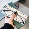 Metal Letter Flat Light Glasses Anti-Blue Light Fashion Trendy Plain Face Thin Milk Tea Color Myopia Glasses Frame Live Broadcast