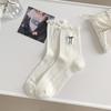 Summer Women's Bow Embridered Lace Ruffle Mid-Calf Socks