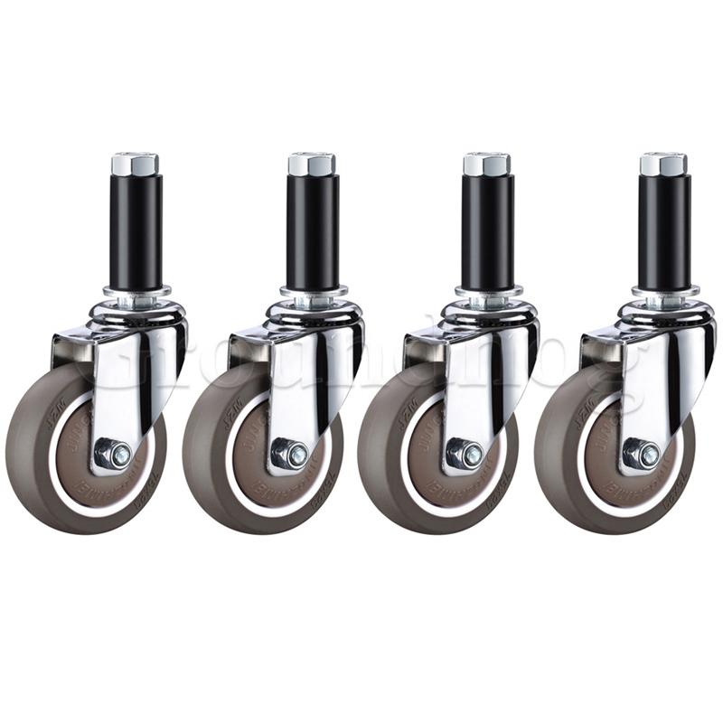 

4 шт. ролики с расширяющимся стержнем, резиновое колесо из ТПЭ, встроенный шарикоподшипник для круглой трубы 22-28 мм, коммерческие кухонные столы 3 inch