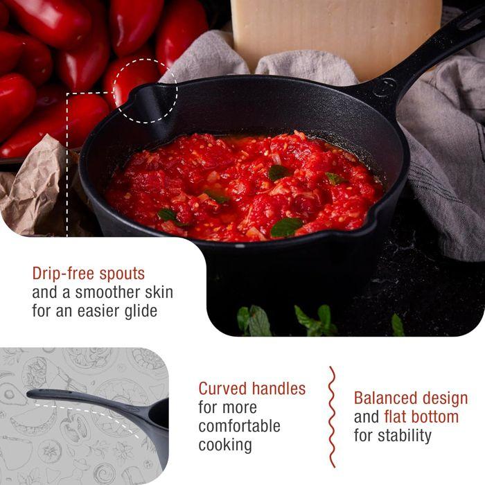 Poêle Sautese Fonte Émaillée Induction 20cm, Convient pour Feu, Barbecue, Four Victoria 37819 Noir