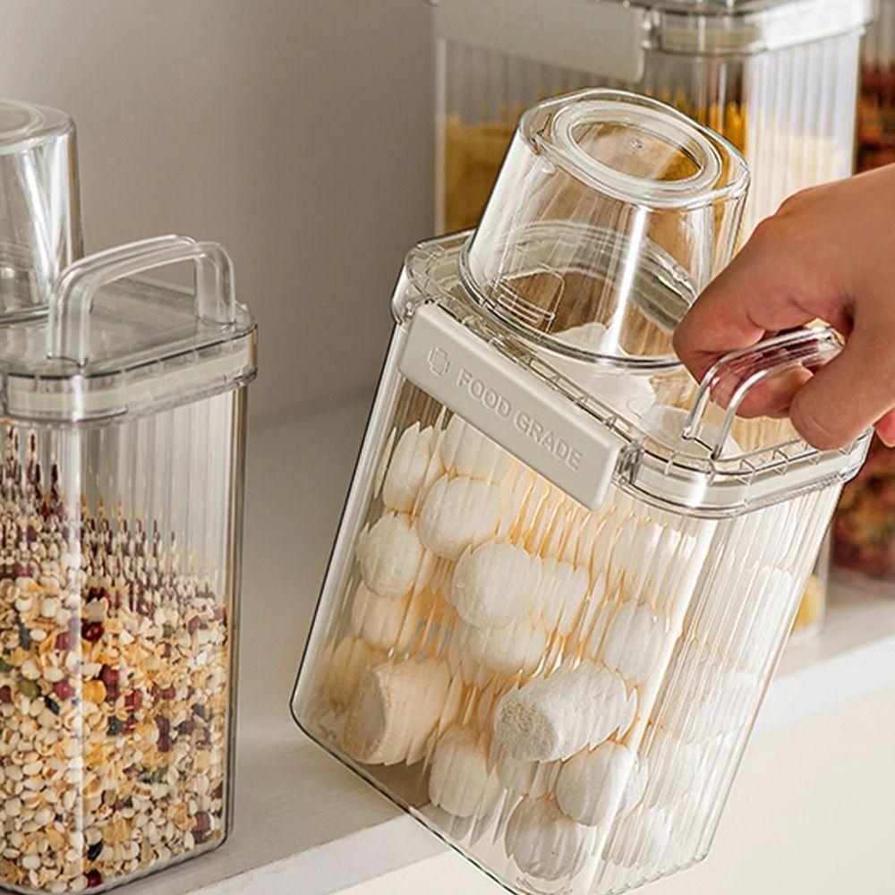 Large Capacity Cereal Containers with Measure Cup Plastic Sealed Jar  Snack