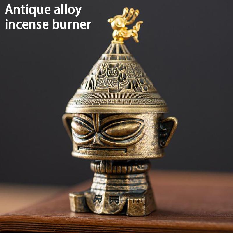 

Sanxingdui Alloy Incense - Mini Vintage Holder For Meditation, Cones & Coils, Retro Home Decor Gift A