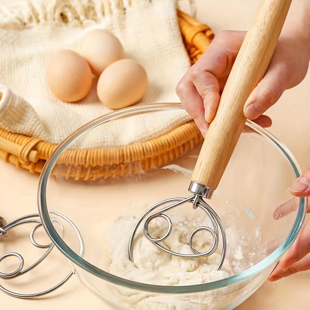 Large Hand Danish Dough Whisk Bread Mixer Stainless Steel Cake Pastry Dough Mixer Stick Egg Beater Kitchen Baking Blender Tools