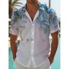 2026 New Men's Short Sleeve Outdoor Button Shirt 3D Peach Blossom Ink Painting Print Casual Outing Vacations Summer Man Clothes